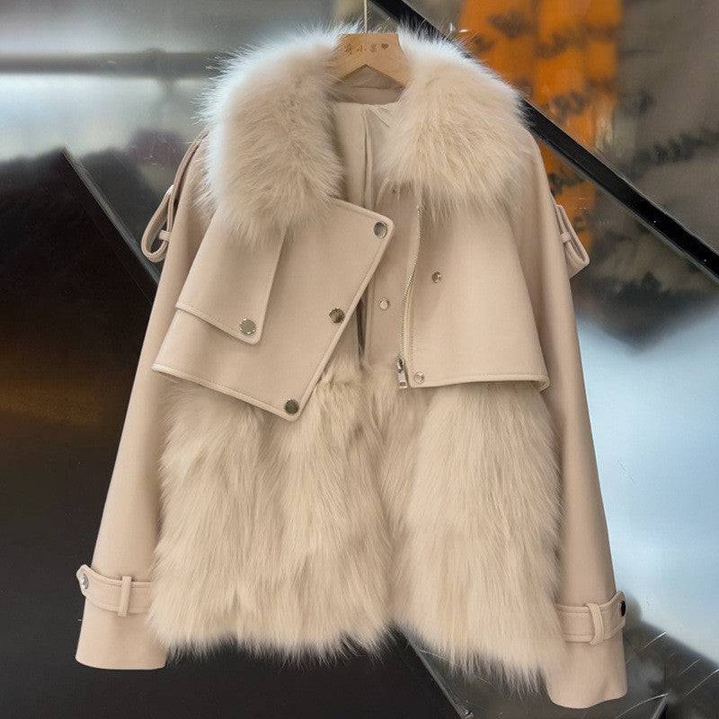 Women's Fashion Personality Stitching Fur Coat - YLORESHOP