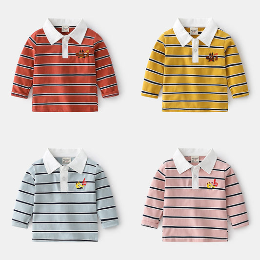 Boys Long Sleeve POLO Shirt No Hooded Long Sleeve Shirt Children's T-shirt - YLORESHOP