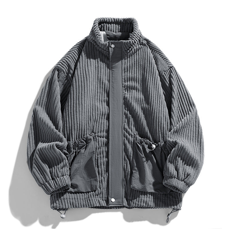 Corduroy Coat Men's Spring And Autumn Loose Plus Size Men's Clothing Plus-sized Plus-sized Fat Jacket Autumn Clothing - YLORESHOP