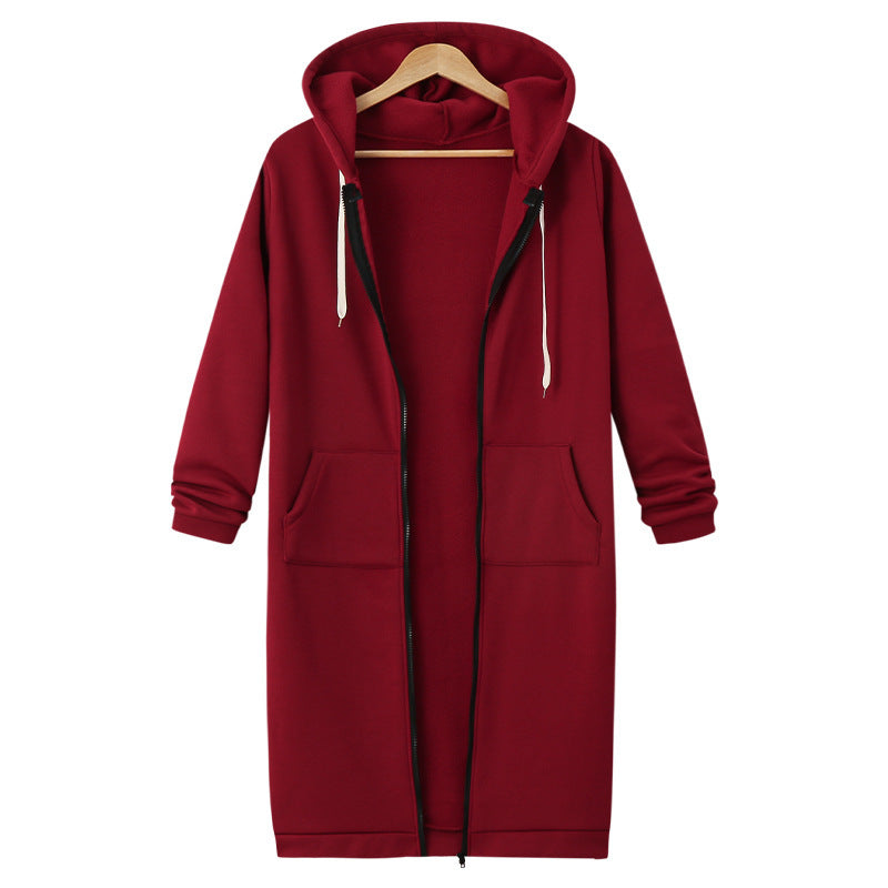 Hooded Long Sleeve Sweater Fleece Long Jacket - YLORESHOP