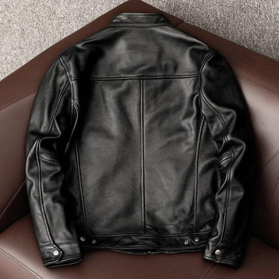 Leather Men's Stand Collar Leather Jacket Coat Youth - YLORESHOP
