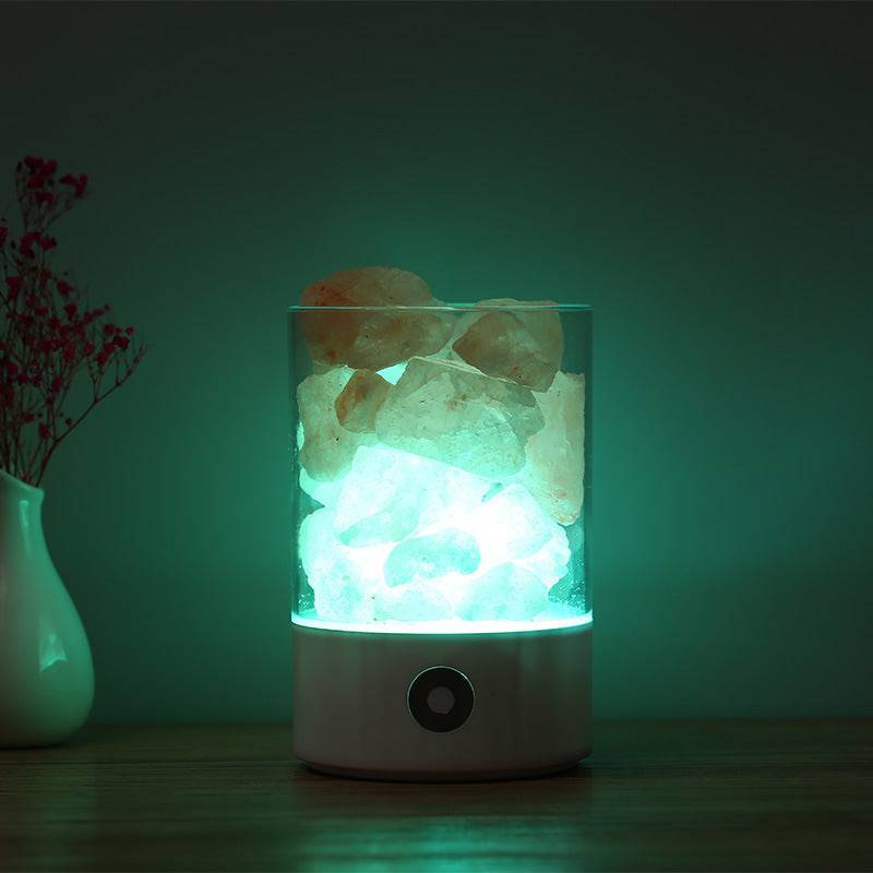 Lampada LED USB al sale dell'Himalaya con luce di cristallo