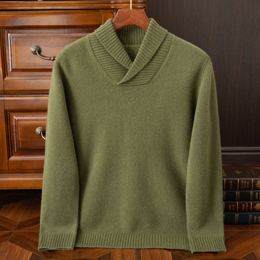 Maglione pullover in lana con colletto alla moda casual da uomo