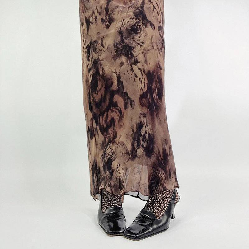 Women's Vintage Rose Print Skirt - YLORESHOP