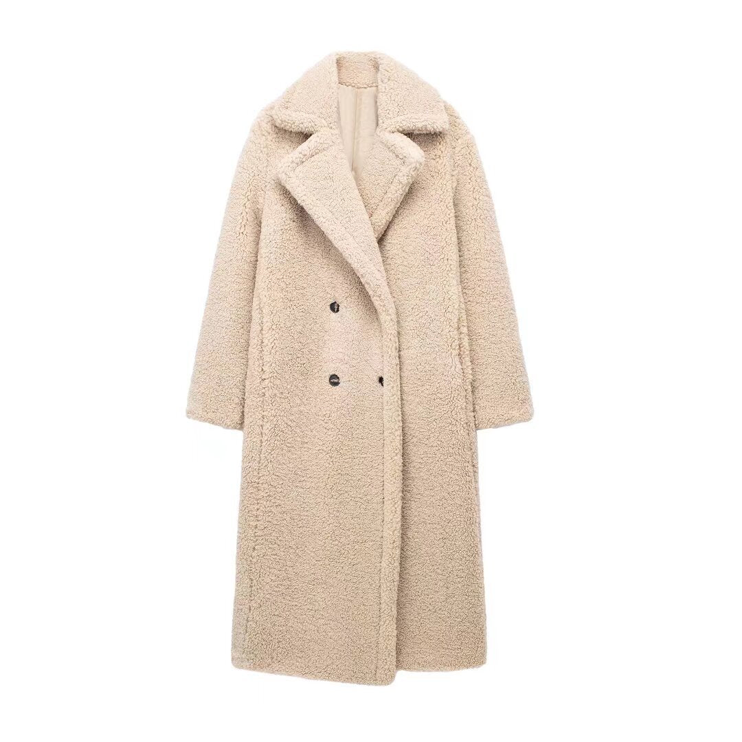 Women's Large Lapel Thickened Lamb Sweater Coat - YLORESHOP