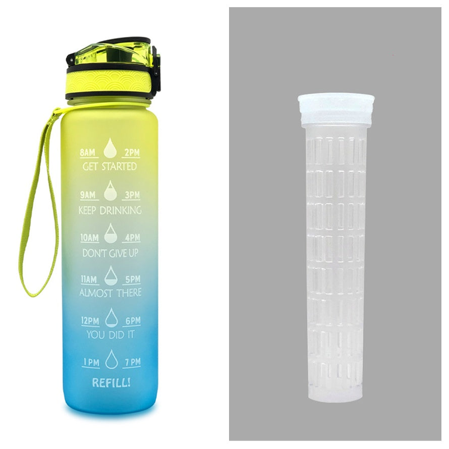 1L Tritan Water Bottle With Time Marker Bounce Cover Motivational Water Bottle Cycling Leakproof Cup For Sports Fitness Bottles - YLORESHOP