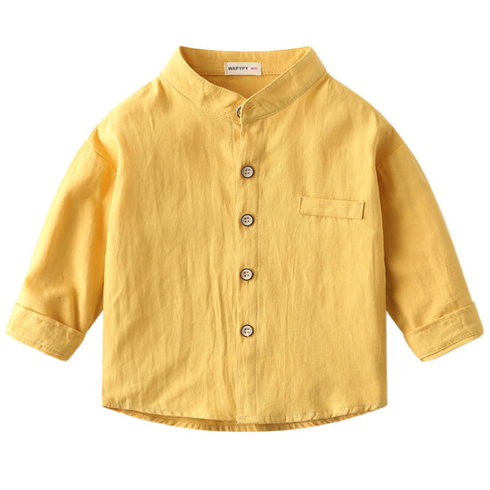 Boys stand collar solid color shirt - YLORESHOP