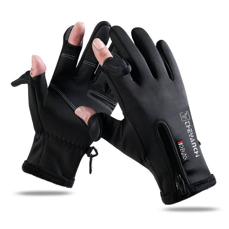 Guanti a dita aperte Touchscreen Guanti invernali caldi antivento impermeabili unisex per ciclismo, pesca, sci