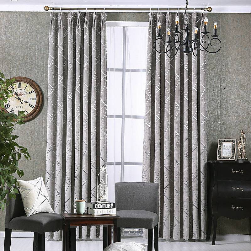 Solid Color Simple Modern Light Luxury Living Room Chenille Blackout Curtains - YLORESHOP