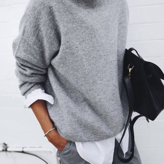 Fashion Long Sleeve Pullover Sweater Fall And Winter Fashion Solid Color Knitted Tops For Women Clothing - YLORESHOP