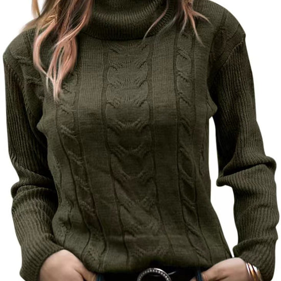 Solid Color Turtleneck Sweater Retro Long Sleeve Sweater - YLORESHOP
