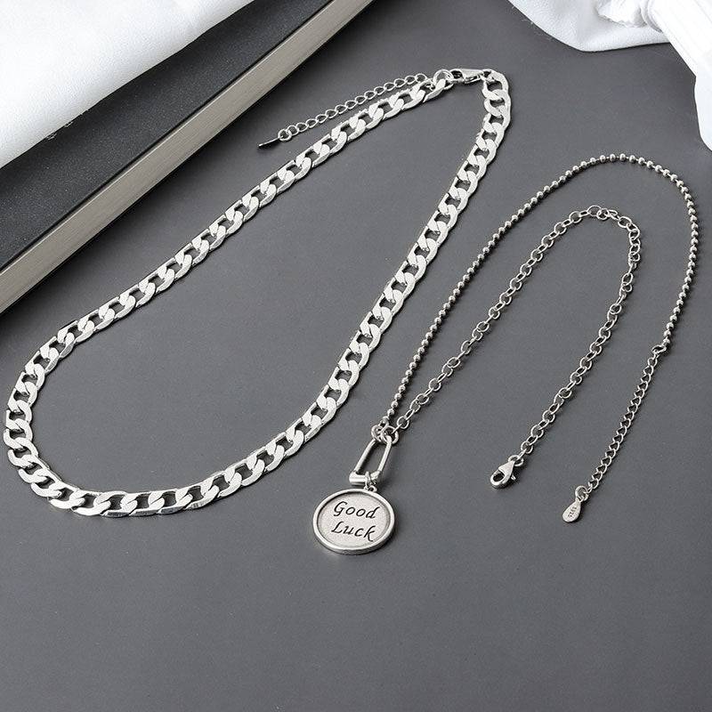 GOODLOCK Lucky Necklace Women's Round Letter - YLORESHOP