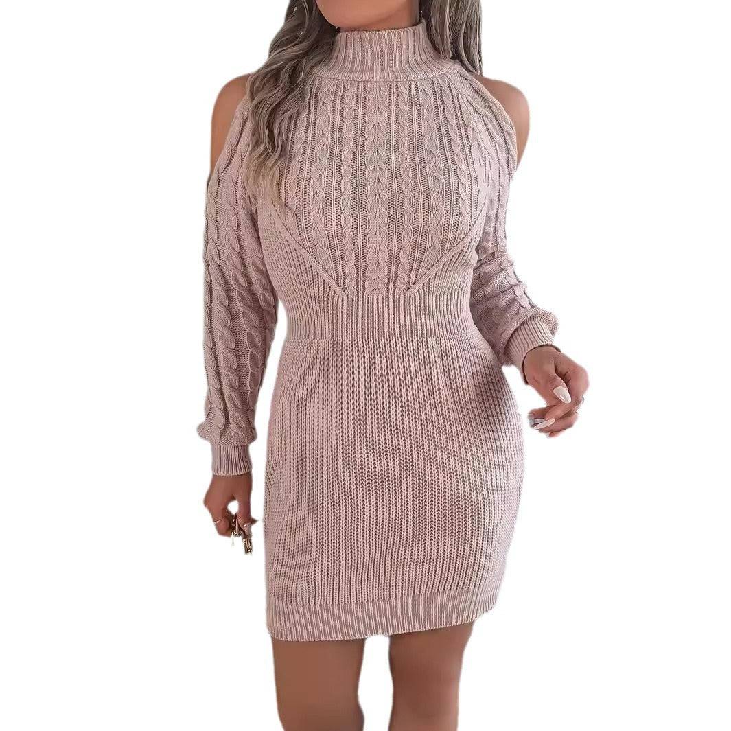 Twist Lantern Sleeve Package Hip Sweater Dress