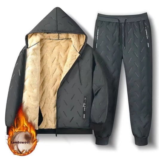 Cappotto invernale in pelle di agnello con cappuccio in cotone tinta unita