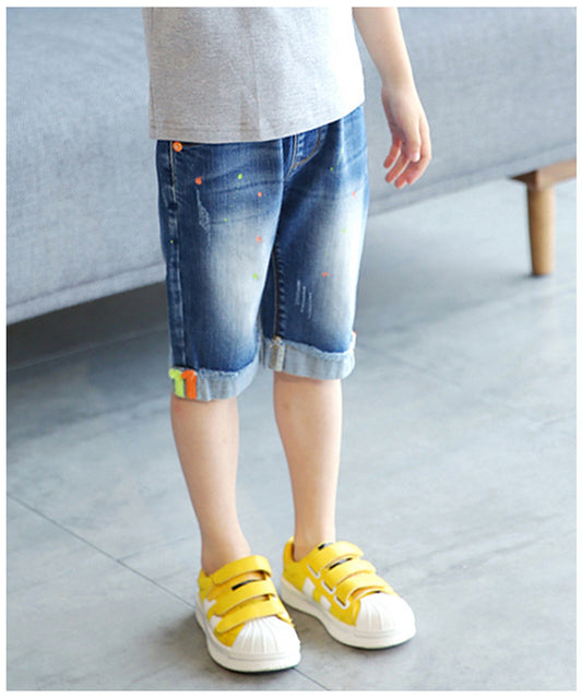 Denim Blue Trendy Fan Letter Pants - YLORESHOP