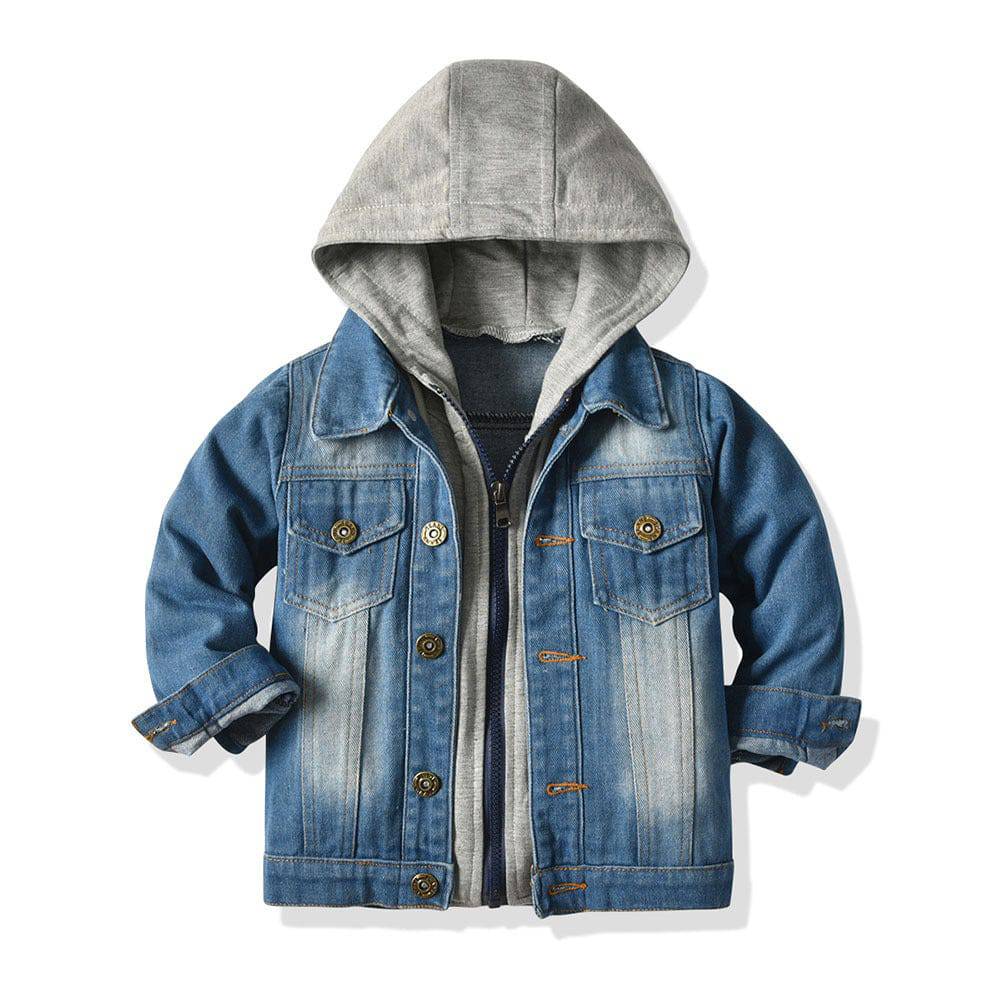 Children's Fake Two-piece Denim Jacket, Children's Hooded Fashion Casual Top - YLORESHOP