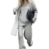 All-match V-neck Long-sleeved Sweater Trousers Suit With Scarf - YLORESHOP