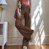 American Retro Solid Color Rib Fabric Basic Knitted Trousers - YLORESHOP