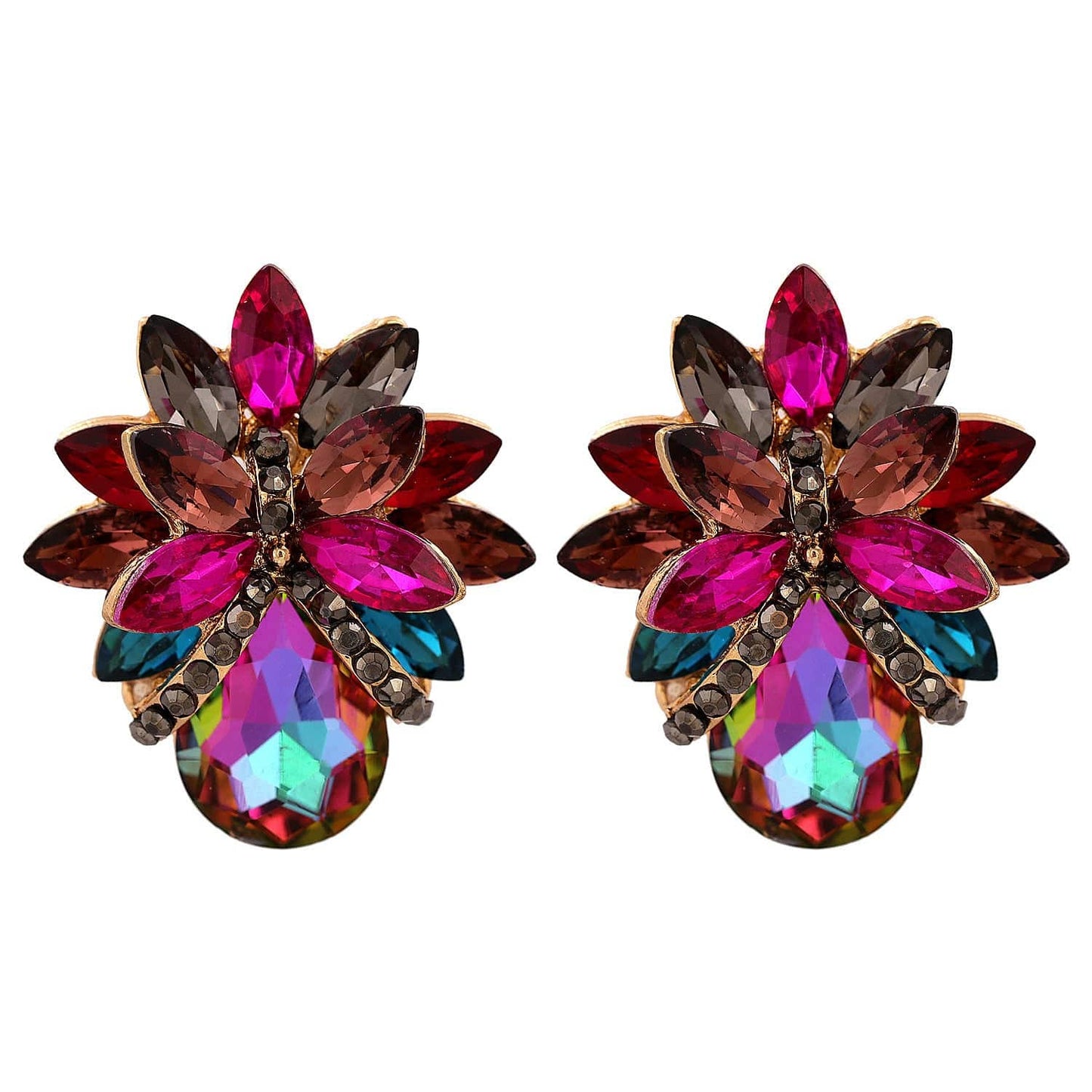 New Fashion Women's Personality Flower Rhinestone-embedded Earrings - YLORESHOP