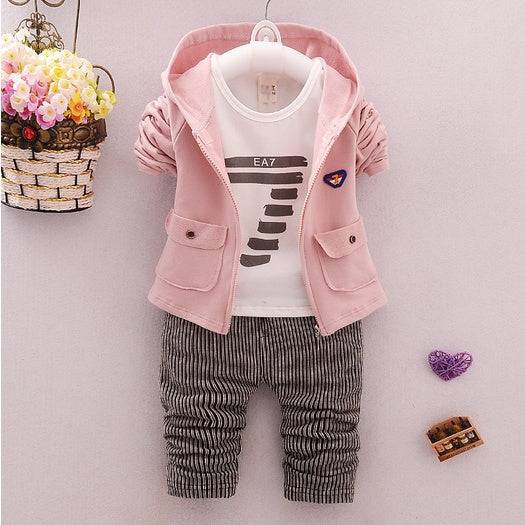 spring and autumn new boys and girls zipper striped trousers suit children's suit - YLORESHOP