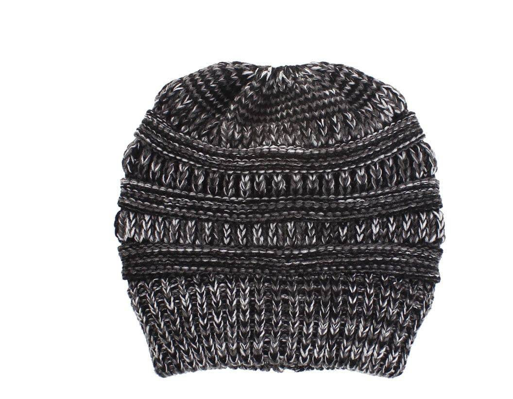 Mixed Color Knitted Wool Hat Ladies Non-labeled Ponytail Hat - YLORESHOP