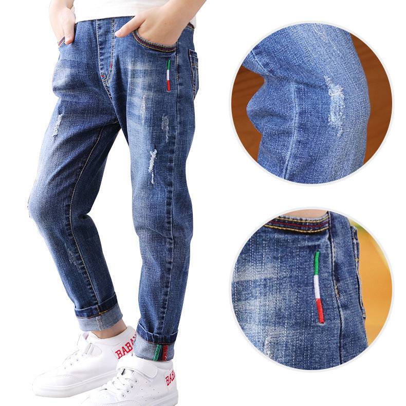 Pantaloni in denim da ragazzo, nuovo stile, pantaloni per bambini grandi, pantaloni per bambini primaverili e autunnali