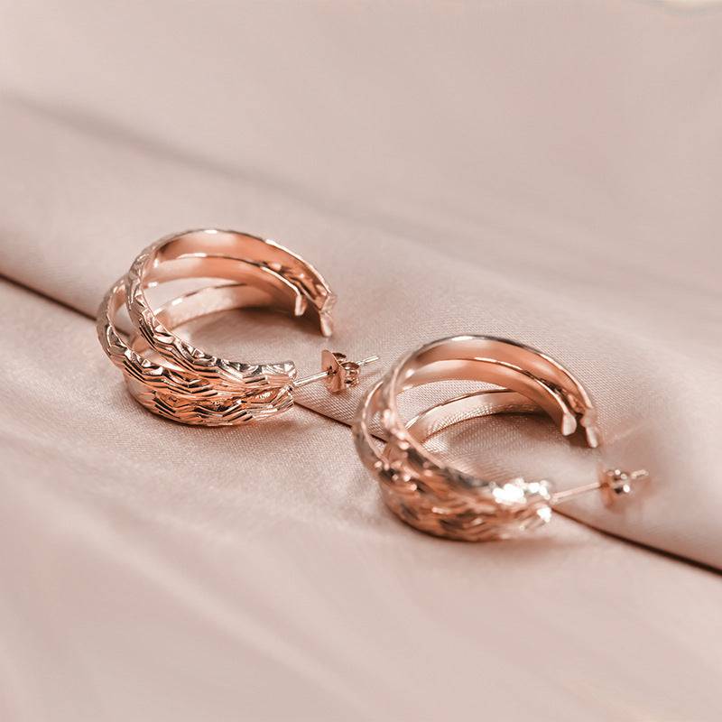 Retro Multi-layer C- Shaped Titanium Steel Earrings - YLORESHOP