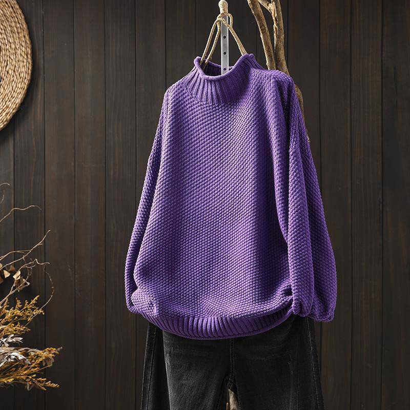 Mock Neck Sweater Women Loose Plus Size - YLORESHOP