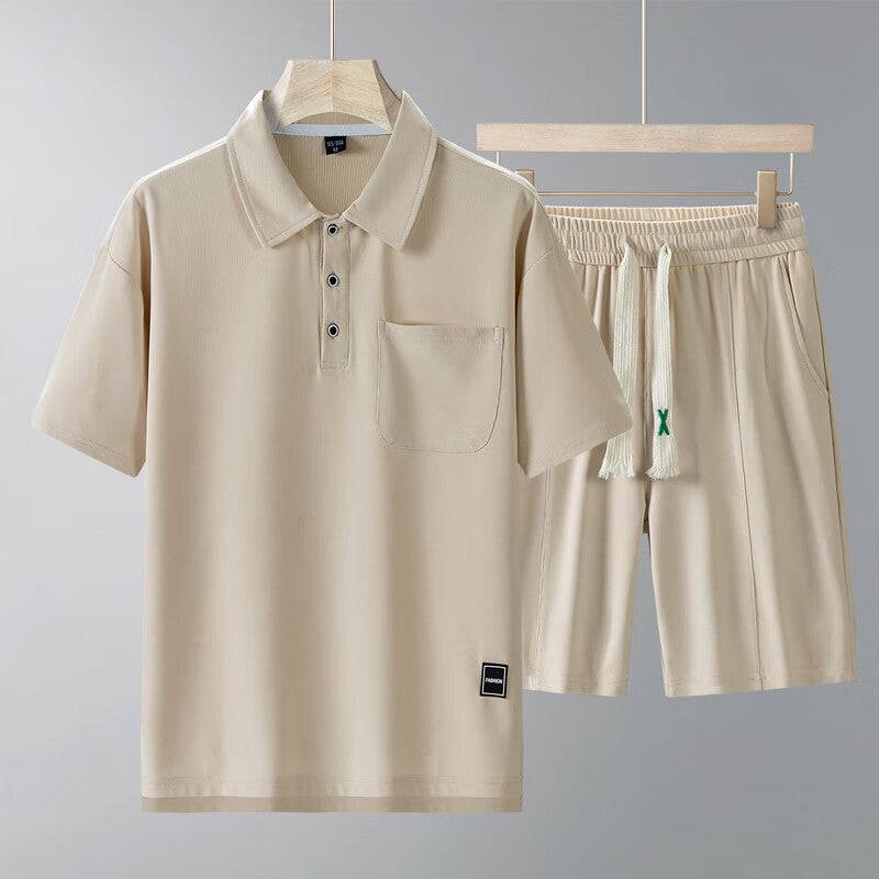 Sports Suit Men's Short-sleeved Thin Lapels T-shirt Shorts Running Leisure Two-piece Set - YLORESHOP