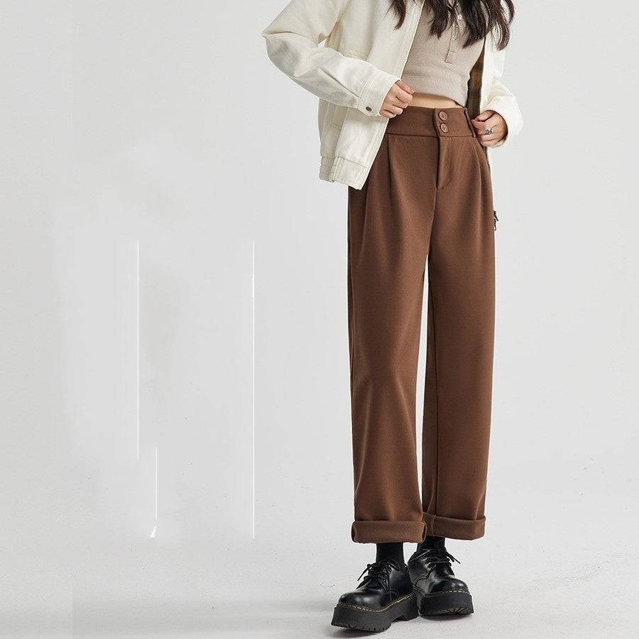 Straight Woolen Wide Leg Pants - YLORESHOP