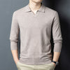 Polo da uomo a maniche lunghe in maglia anti-pilling con colletto a gabbiano, autunno e primavera