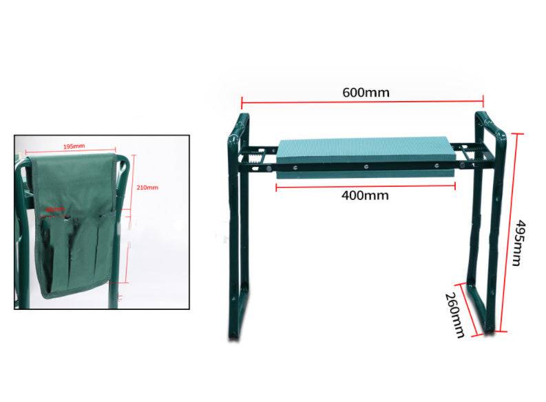 Foldable Outdoor Lawn Bench Chair With Tool Pouch Garden Rest 