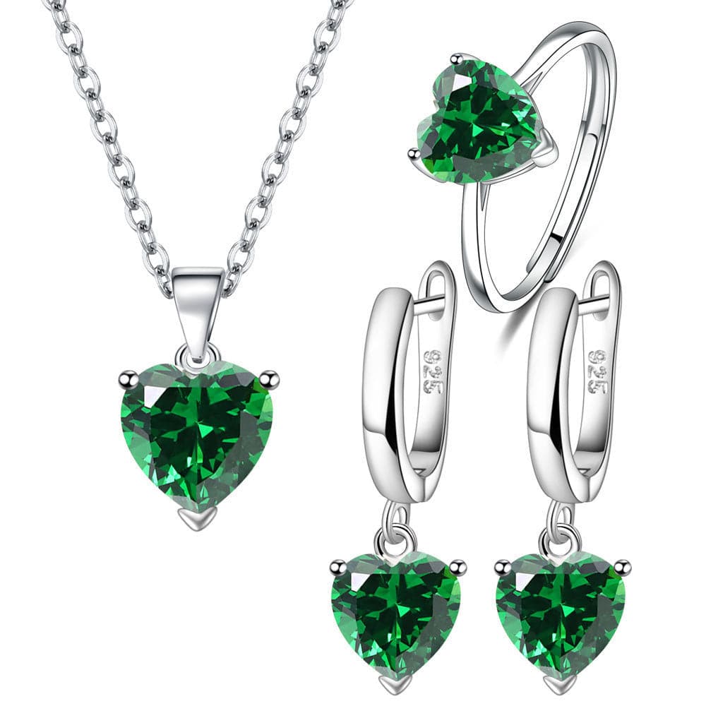 Female Personality Creative Zircon Heart-shaped Pendant Chain Three-piece Suit - YLORESHOP