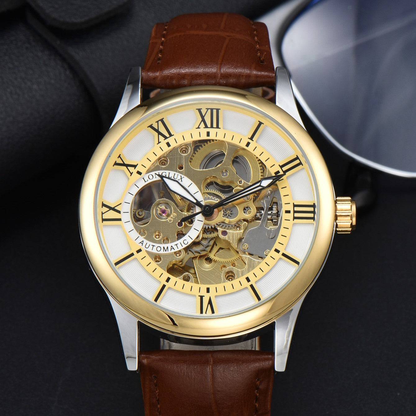 Men's Mechanical Watch Roman Scale Waterproof Fashion Business - YLORESHOP