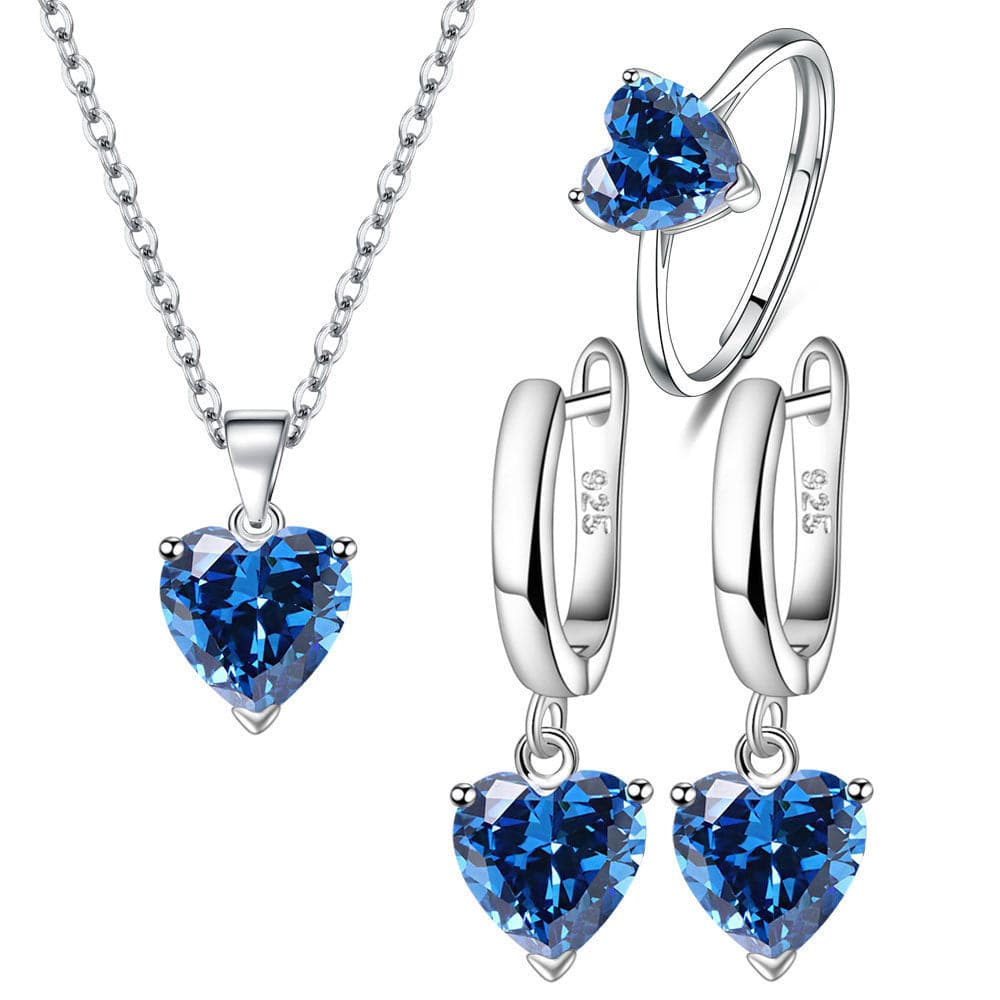 Female Personality Creative Zircon Heart-shaped Pendant Chain Three-piece Suit - YLORESHOP