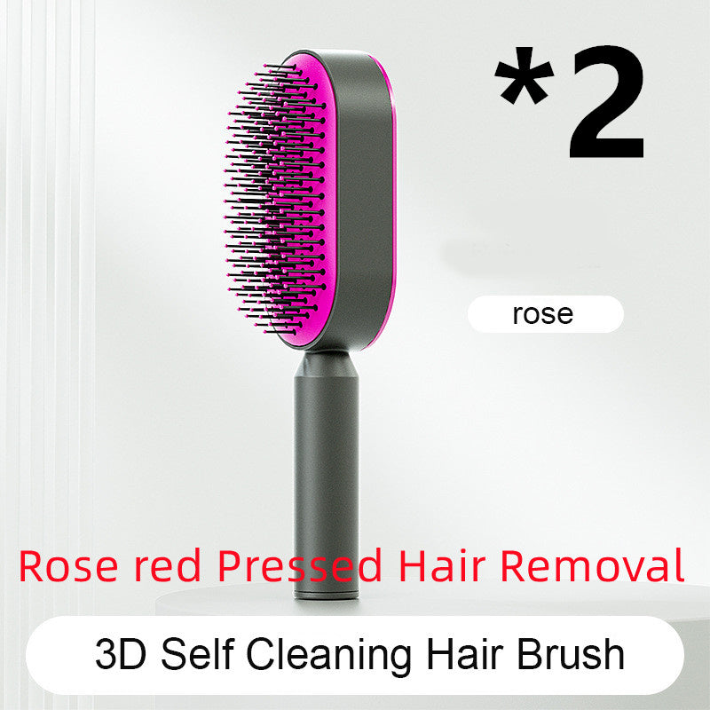 Self Cleaning Hair Brush For Women One-key Cleaning Hair Loss Airbag Massage Scalp Comb Anti-Static Hairbrush - YLORESHOP