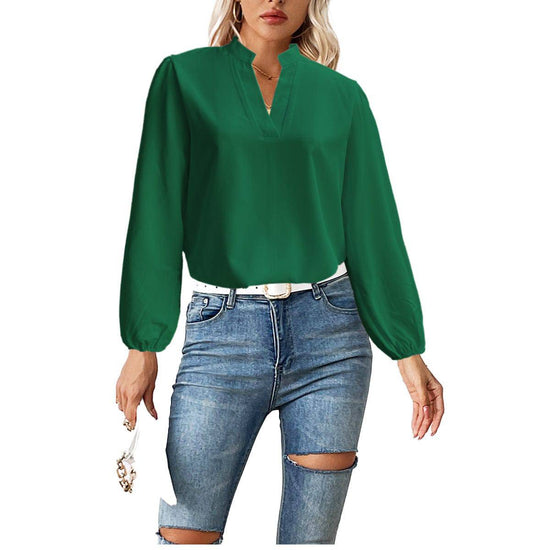 Stand Collar Bubble Long Sleeve Loose Shirt - YLORESHOP