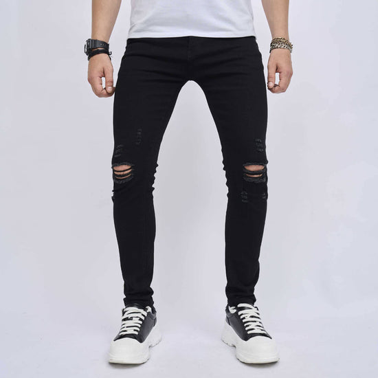 Men's Ripped Slim Fit Skinny Elastic Jeans - YLORESHOP