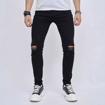 Men's Ripped Slim Fit Skinny Elastic Jeans - YLORESHOP