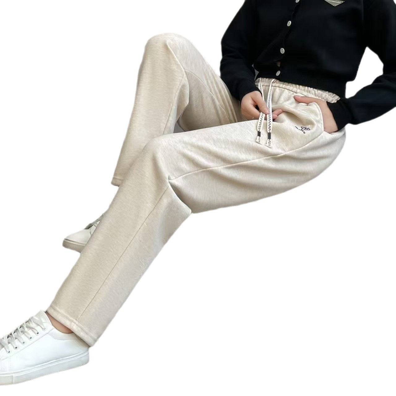 Pantaloni casual larghi Pantaloni dritti a vita alta da donna