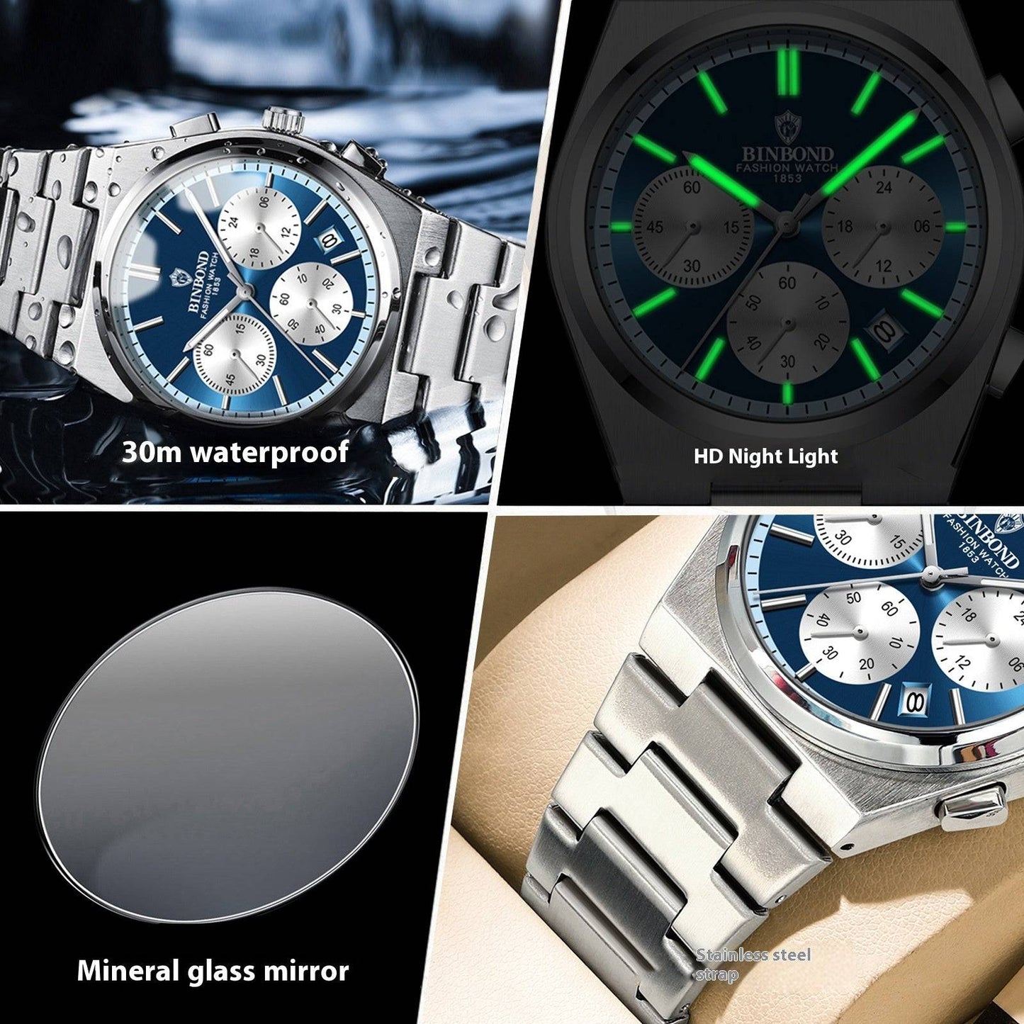 Men's Fashion Elegant Three Eyes And Six Needles Chronograph Watch - YLORESHOP