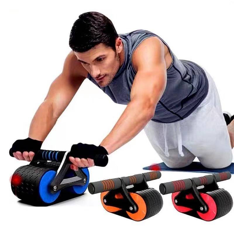 Double Wheel Abdominal Exerciser Women Men Automatic Rebound Ab Wheel Roller Waist Trainer Gym Sports Home Exercise Devices - YLORESHOP