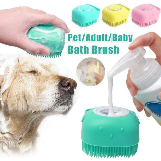 Guanti da massaggio per il bagno del cane in silicone Spazzola per la pulizia del bagno del gatto dell'animale domestico Spazzola per pettine per cani Può versare shampoo Prodotti per la toelettatura del cane