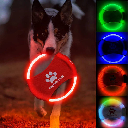 Dischi volanti per cani Luce incandescente LED LuminosoTrainning Giocattoli interattivi Gioco Dischi volanti Giocattolo per cani Accessori per cani Prodotti per animali domestici