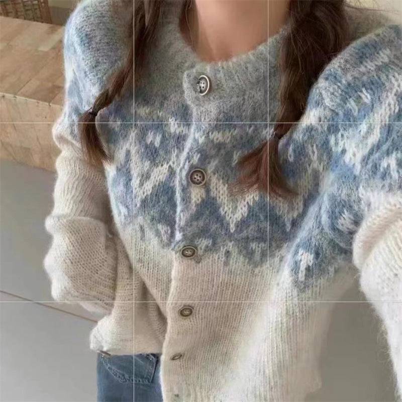 Jacquard Knitted Cardigan Women's Sweater - YLORESHOP