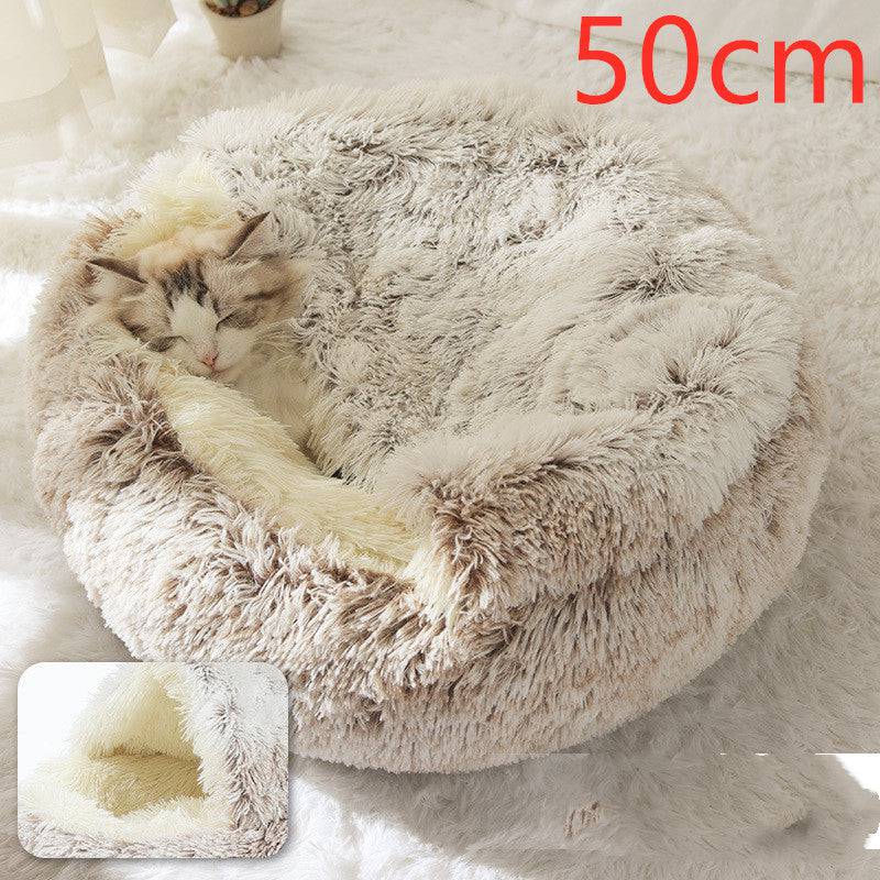 Letto invernale per cani e gatti 2 in 1 Letto invernale per animali domestici Letto rotondo in peluche caldo Letto per animali domestici in morbido peluche lungo Prodotti per animali domestici