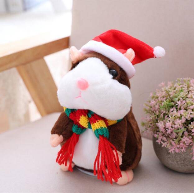 16cm Christmas Talking Hamster Plush Toy Interactive Sound Record Plush Hamster Stuffed Toys for Children Kids Christmas Gift - YLORESHOP