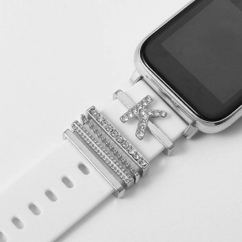 Suitable For Silicone Strap With Diamonds 26 English Letters Fashion Alloy Strap - YLORESHOP