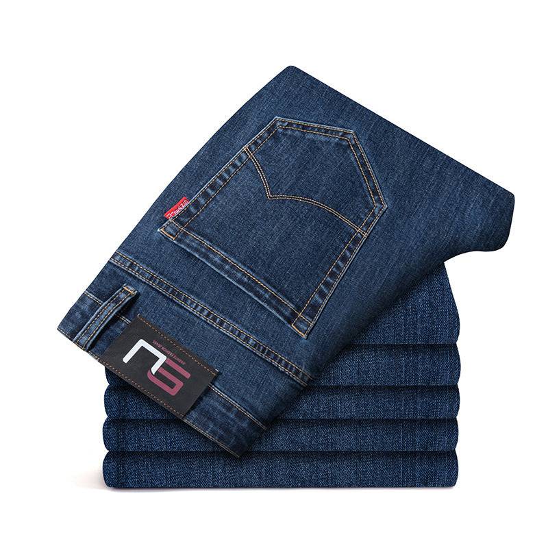 Jeans imbottiti in pile da uomo dritto slim elastico ispessimento