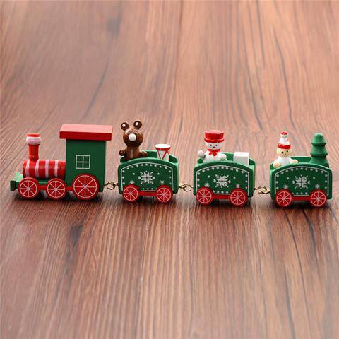 4pcs Mini Wooden Train Toys